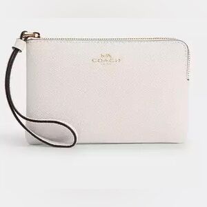 Coach Cream Wristlet with Black Strap